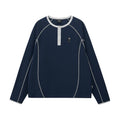 Contrast Stitch Henley Long-Sleeve Top
