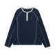 Contrast Stitch Henley Long-Sleeve Top