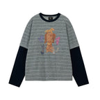 Striped Graphic Layered Long-Sleeve Tee