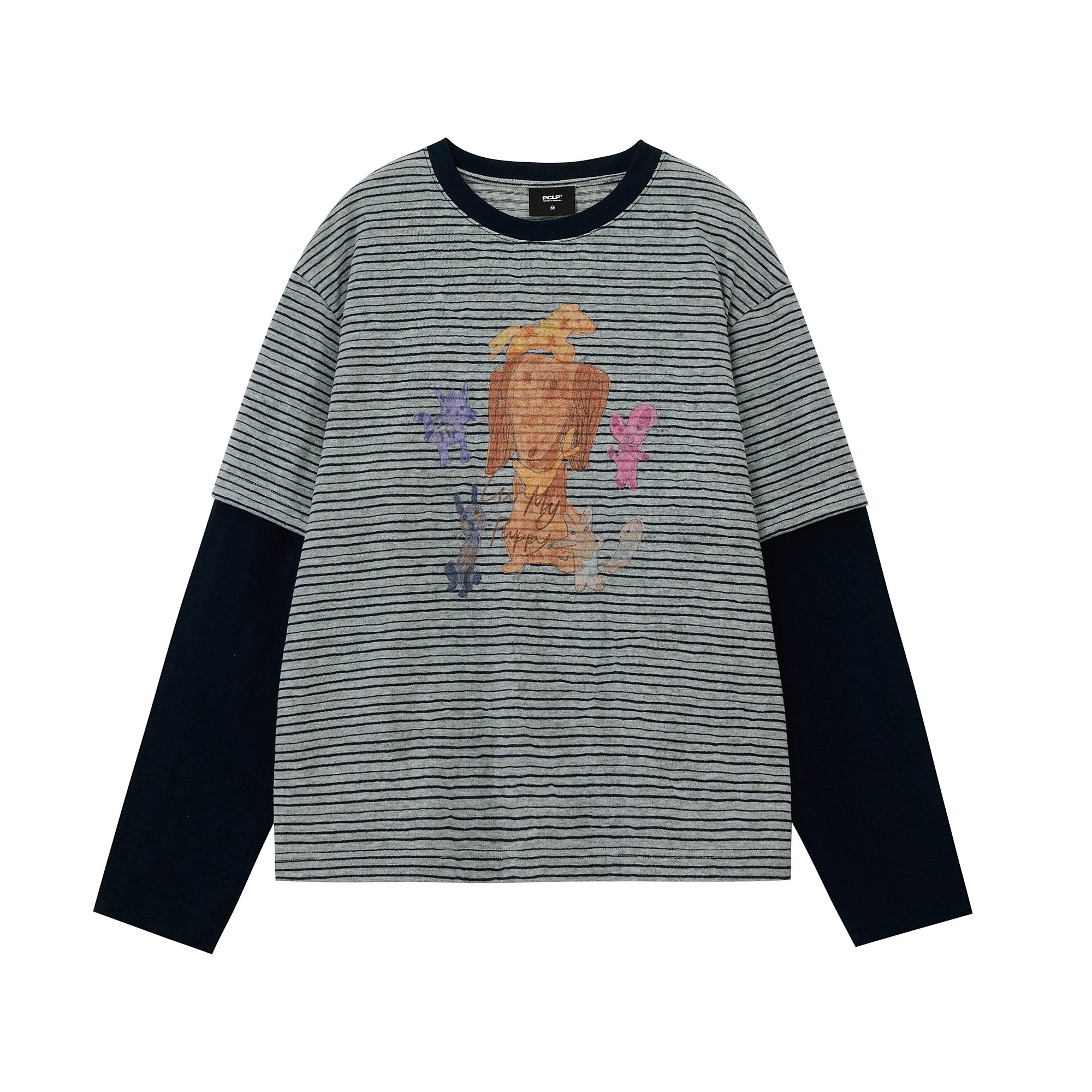 Striped Graphic Layered Long-Sleeve Tee