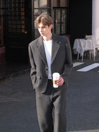 Pinstriped Wool Blend Tailored Suit
