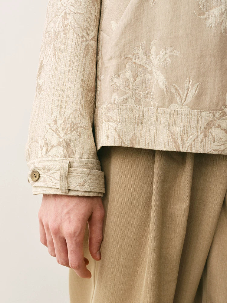 Italian Cotton-Linen Jacquard Chore Jacket