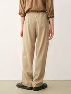 Wool Blend Pleated Belted Trousers