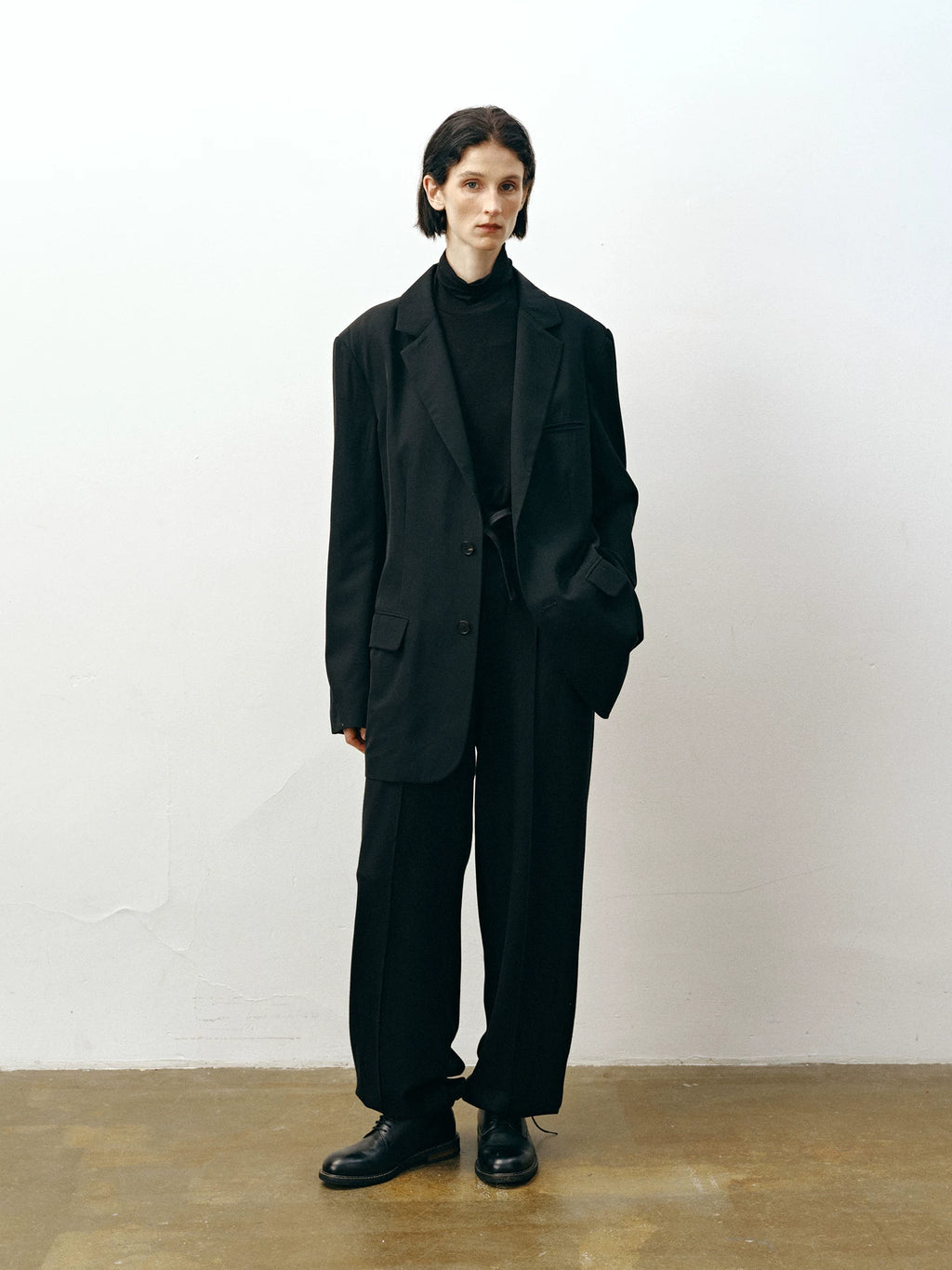 Raw Wool Blend Tailored Blazer