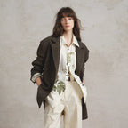 Herringbone Wool Blend Oversized Blazer