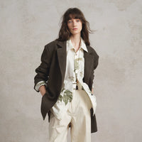 Herringbone Wool Blend Oversized Blazer