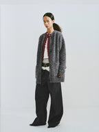 Textured Wool-Blend Loop Yarn Cardigan