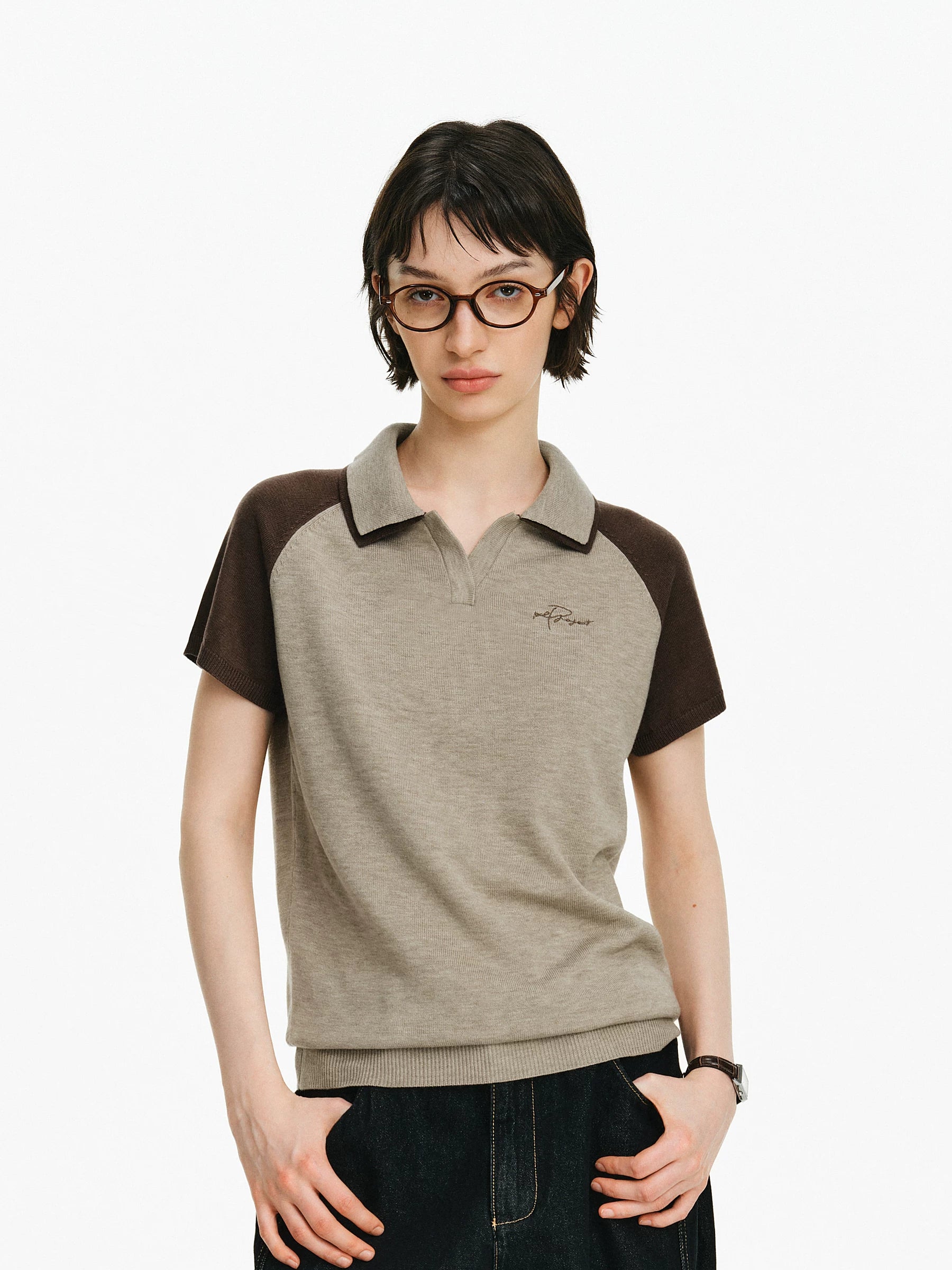 Raglan Knit Polo Shirt