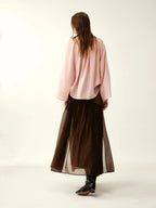 Amber Brown Patchwork Maxi Skirt