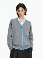Embroidered Wool Blend V-Neck Cardigan