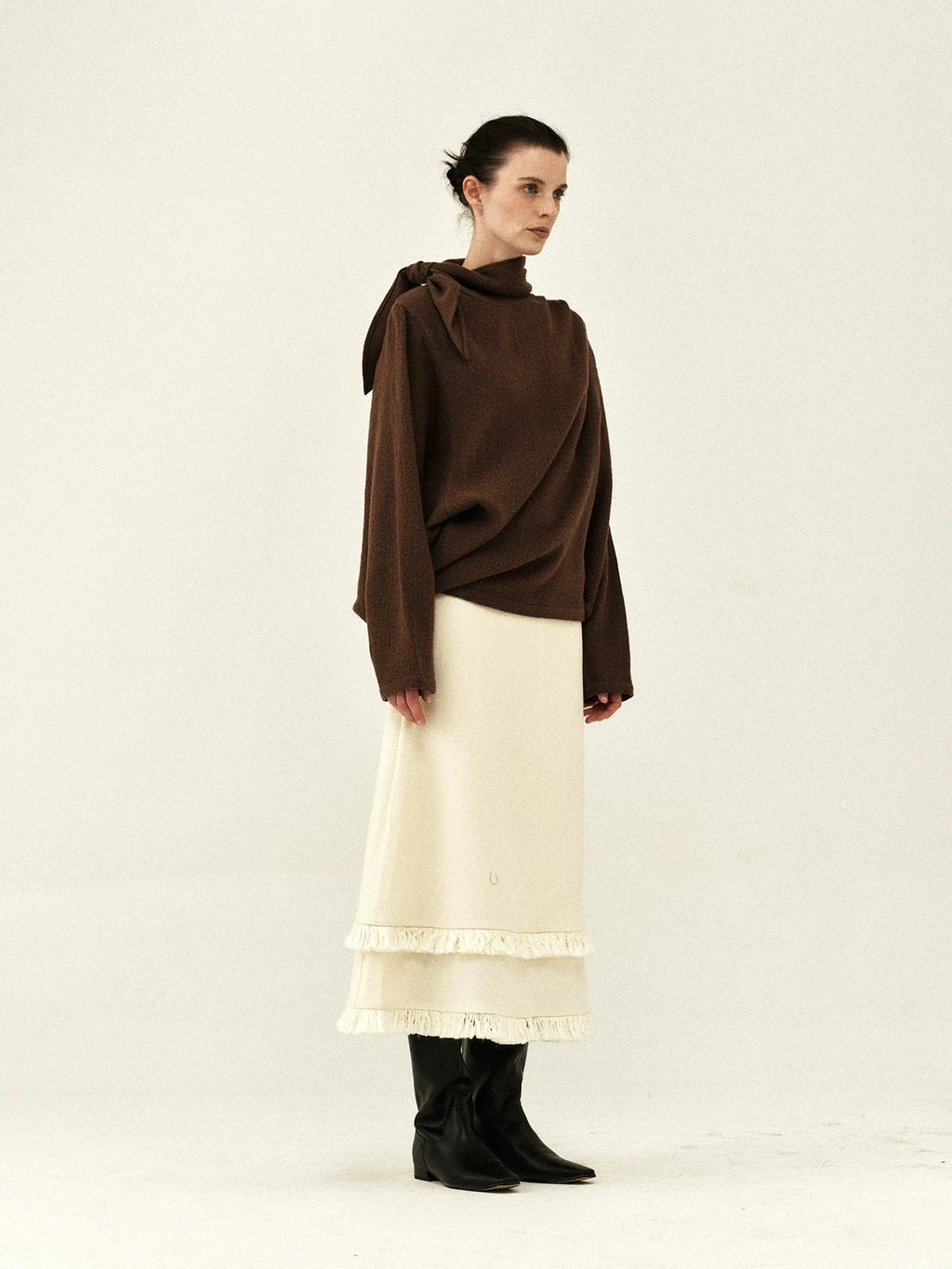 Wool Blend Tie-Neck Sweater