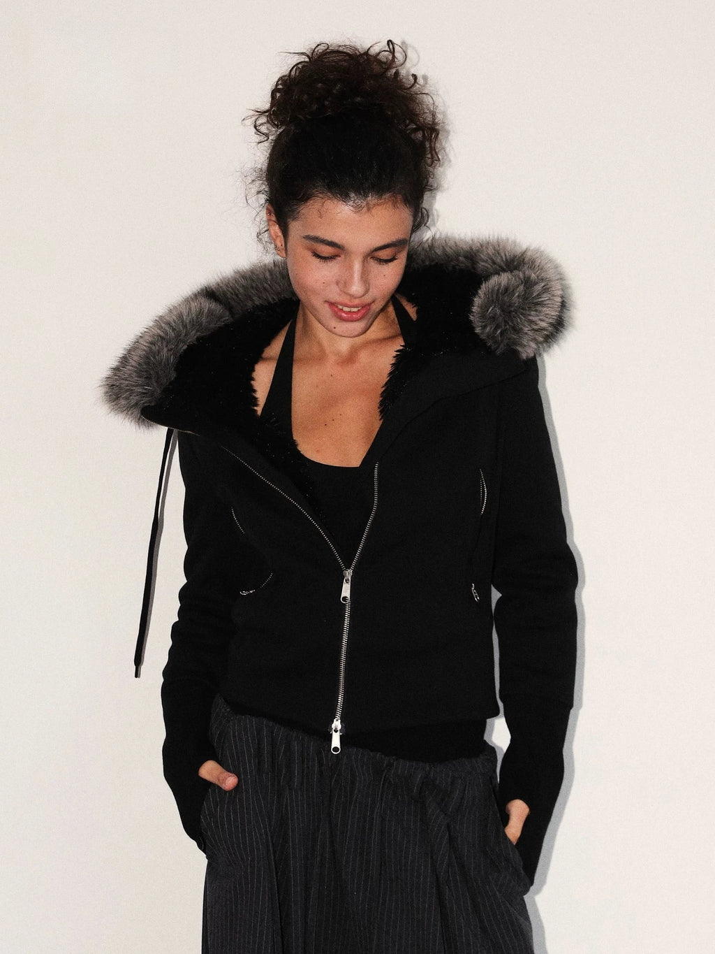 Faux Fur Trimmed Hooded Jacket