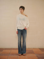 Asymmetric Linen Blend Knit Pullover