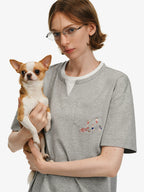 Embroidered V-Neck Layered T-Shirt