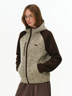 Embroidered Puppy Raglan Fleece Jacket