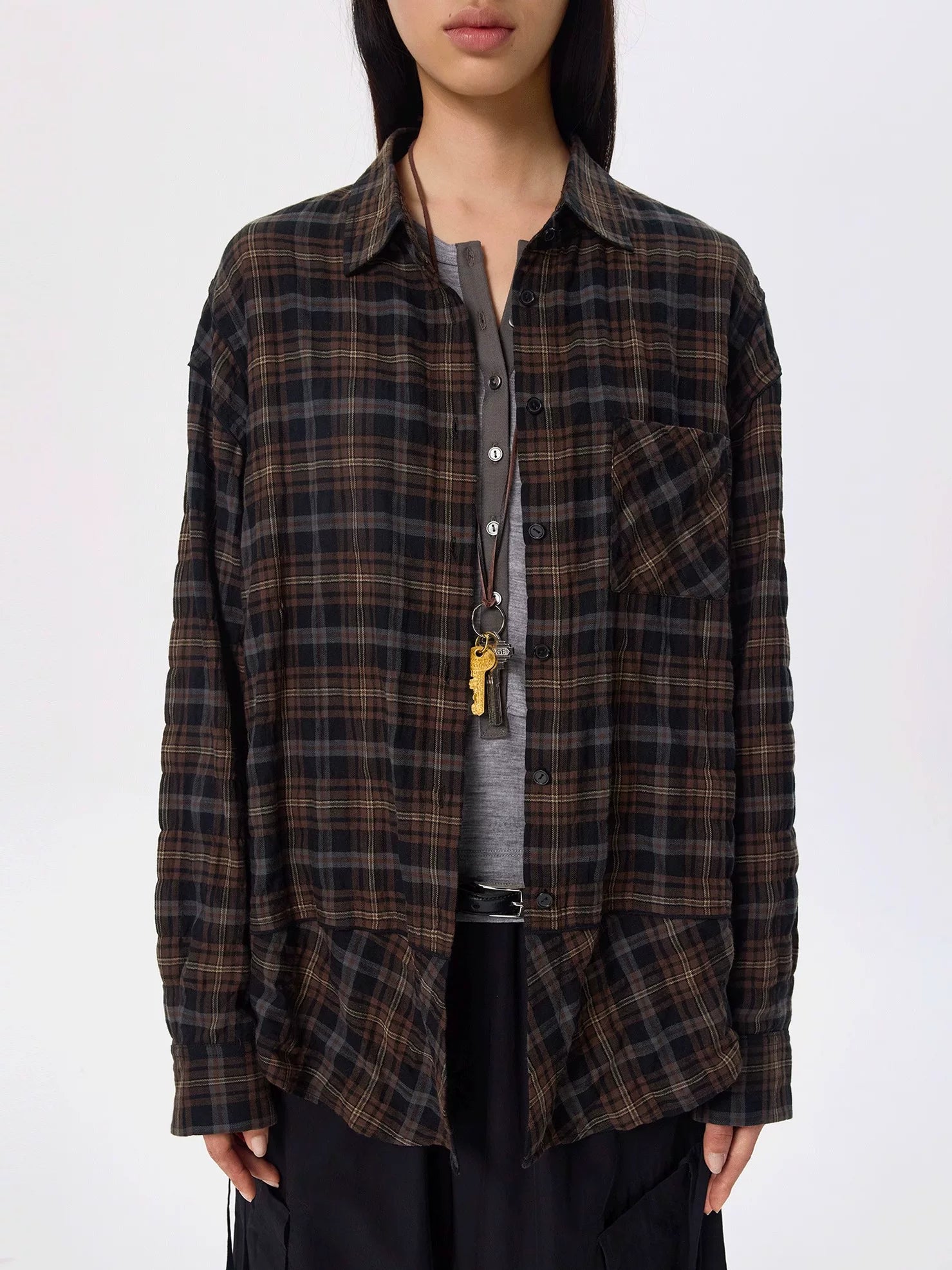 Yarn-Dyed Plaid Oversized Shirt