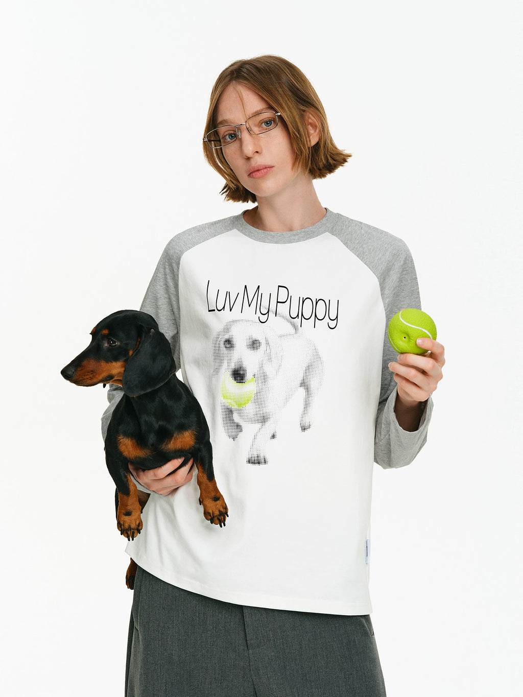 Puppy Graphic Raglan Long-Sleeve Tee