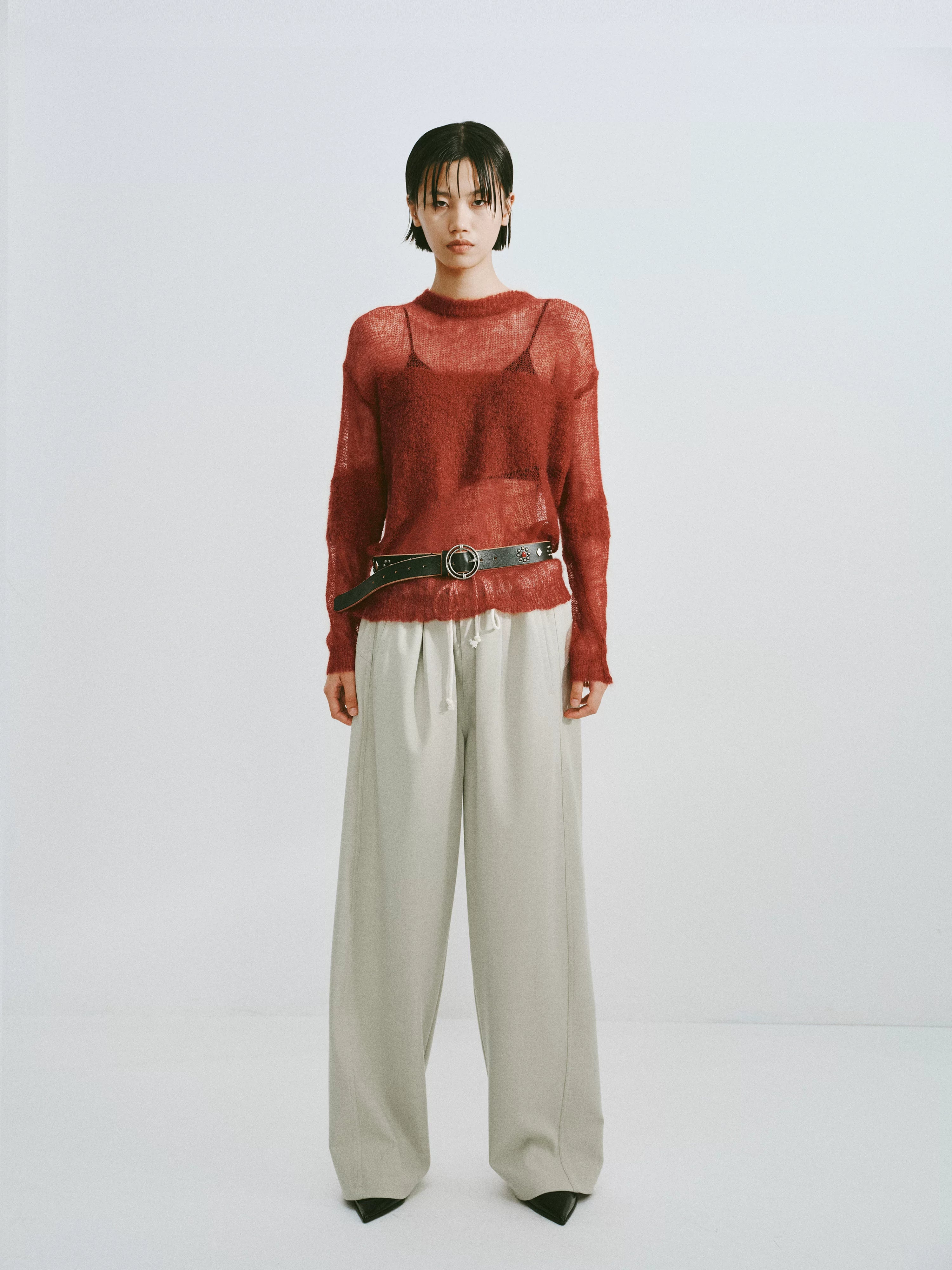 Sheer Mohair Knit Pullover