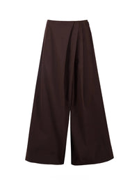 Suede Pleated Wide-Leg Trousers