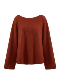 Deep Red Wool Blend Flared Knit Top