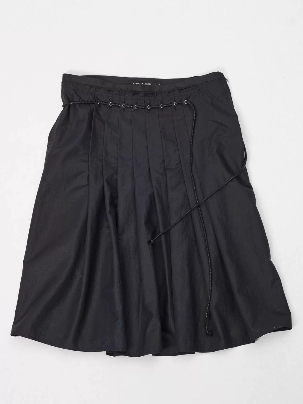 Coated Lightweight Pleated Midi Skirt