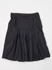Coated Lightweight Pleated Midi Skirt