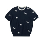 Dachshund Intarsia Knit Short-Sleeve Sweater