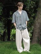 Striped Tencel Camp Collar Shirt