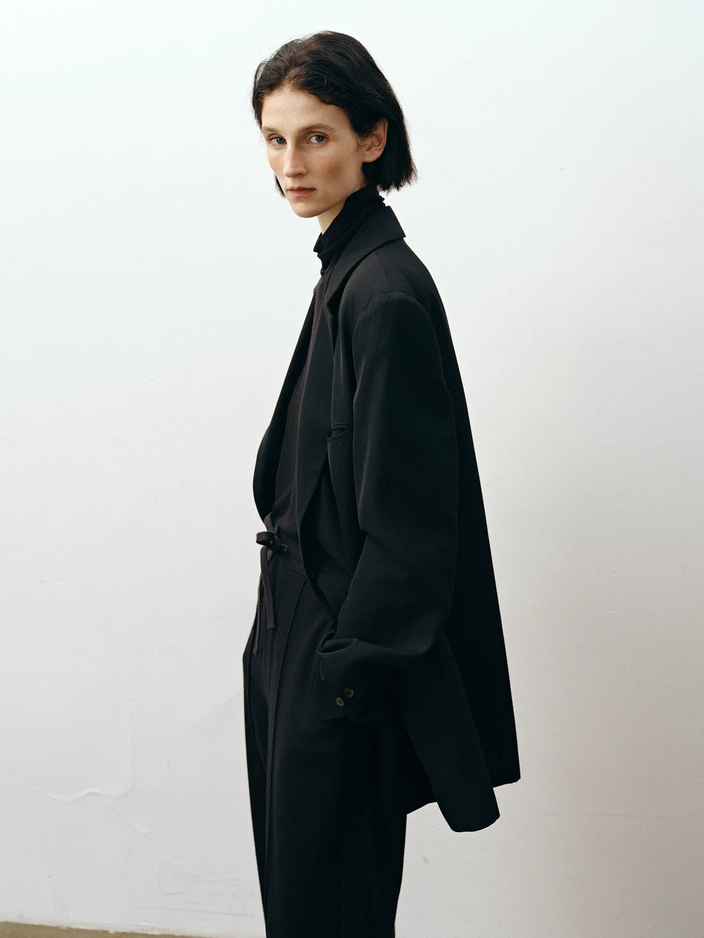 Raw Wool Blend Tailored Blazer