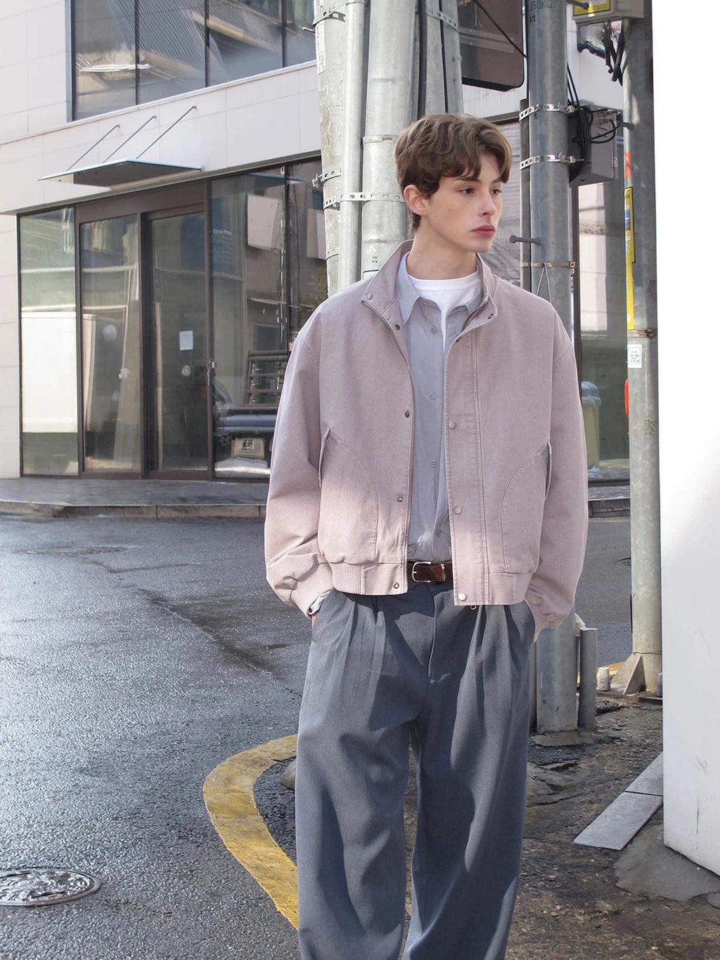 Minimalist Stand-Collar Bomber Jacket