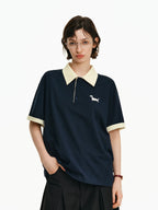 Embroidered Puppy Cotton Polo Shirt