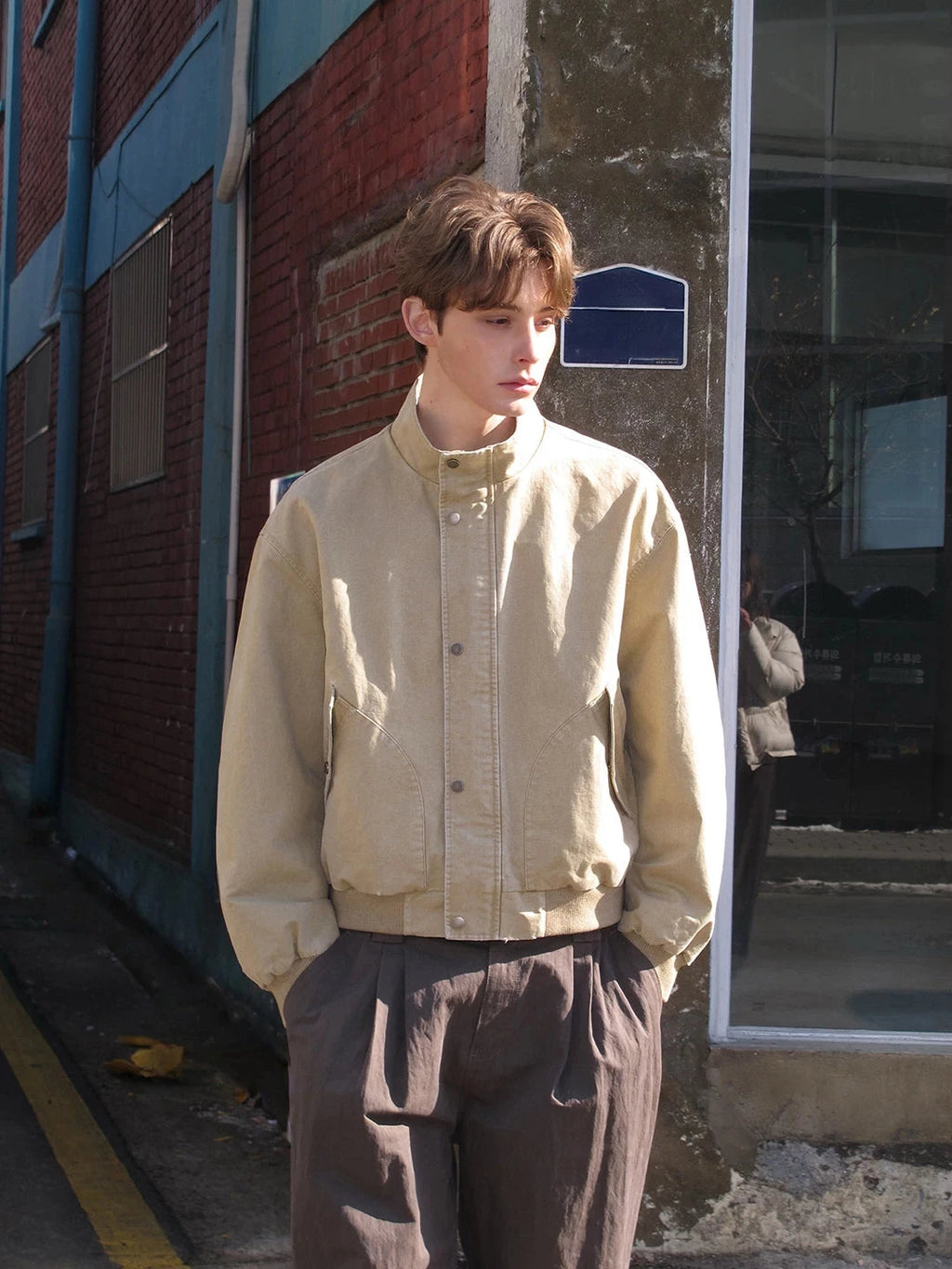 Minimalist Stand-Collar Bomber Jacket