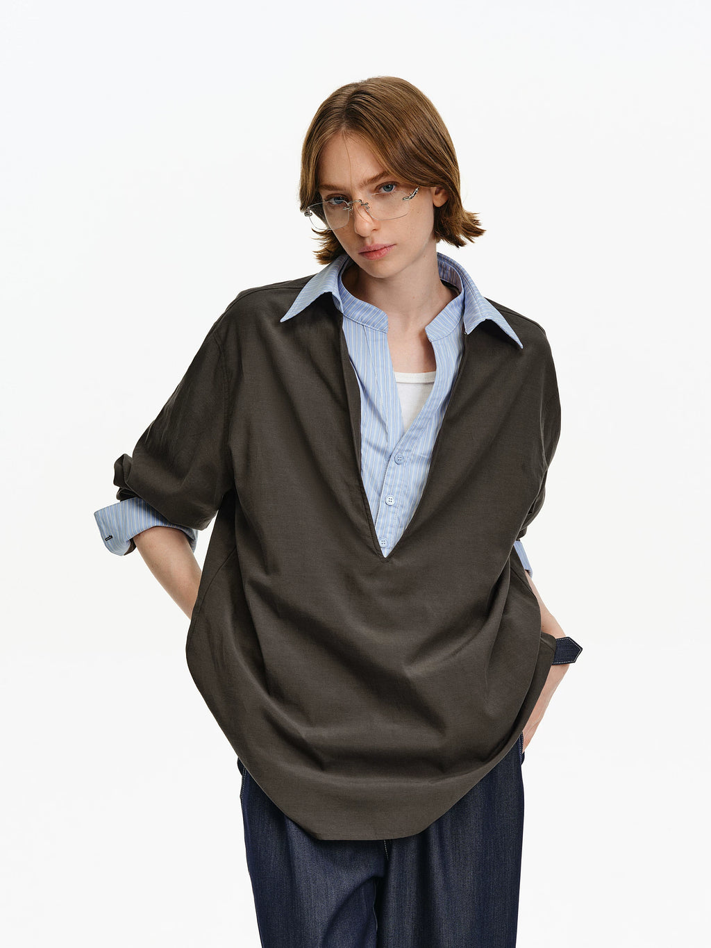 Layered Patchwork Oversized Shirt