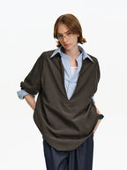 Layered Patchwork Oversized Shirt