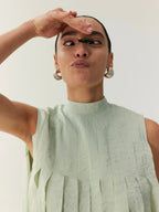 Mist Green Pleated Sleeveless Top