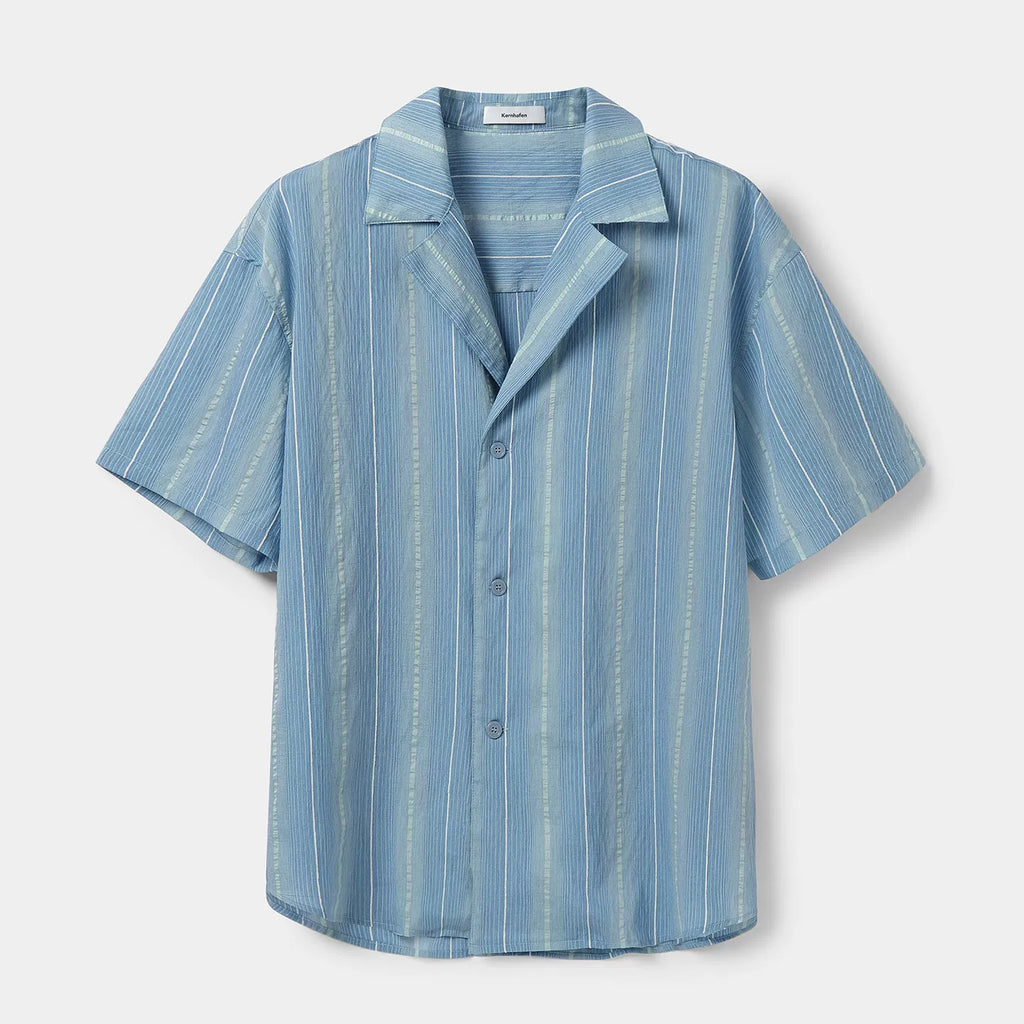 Striped Tencel Camp Collar Shirt