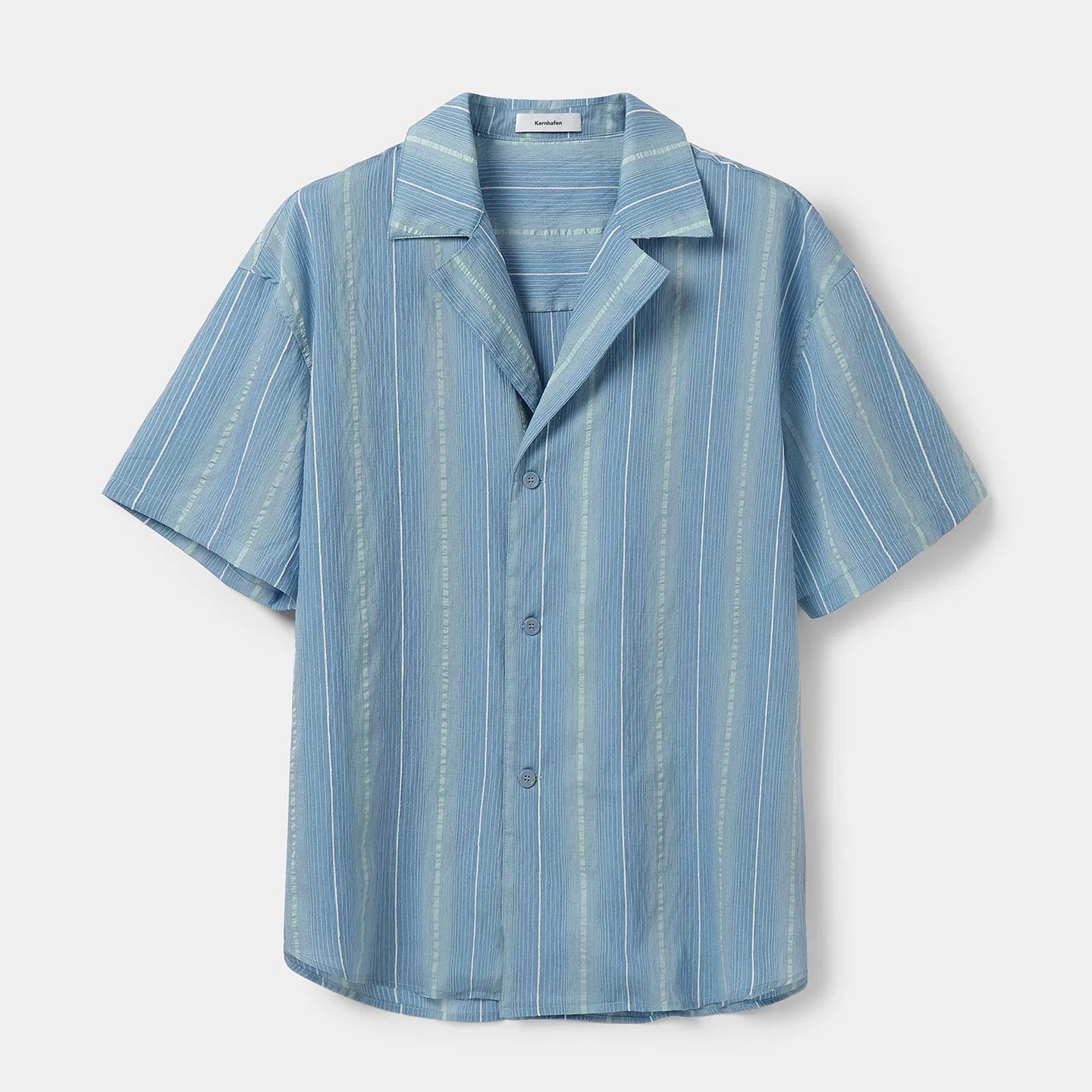 Striped Tencel Camp Collar Shirt