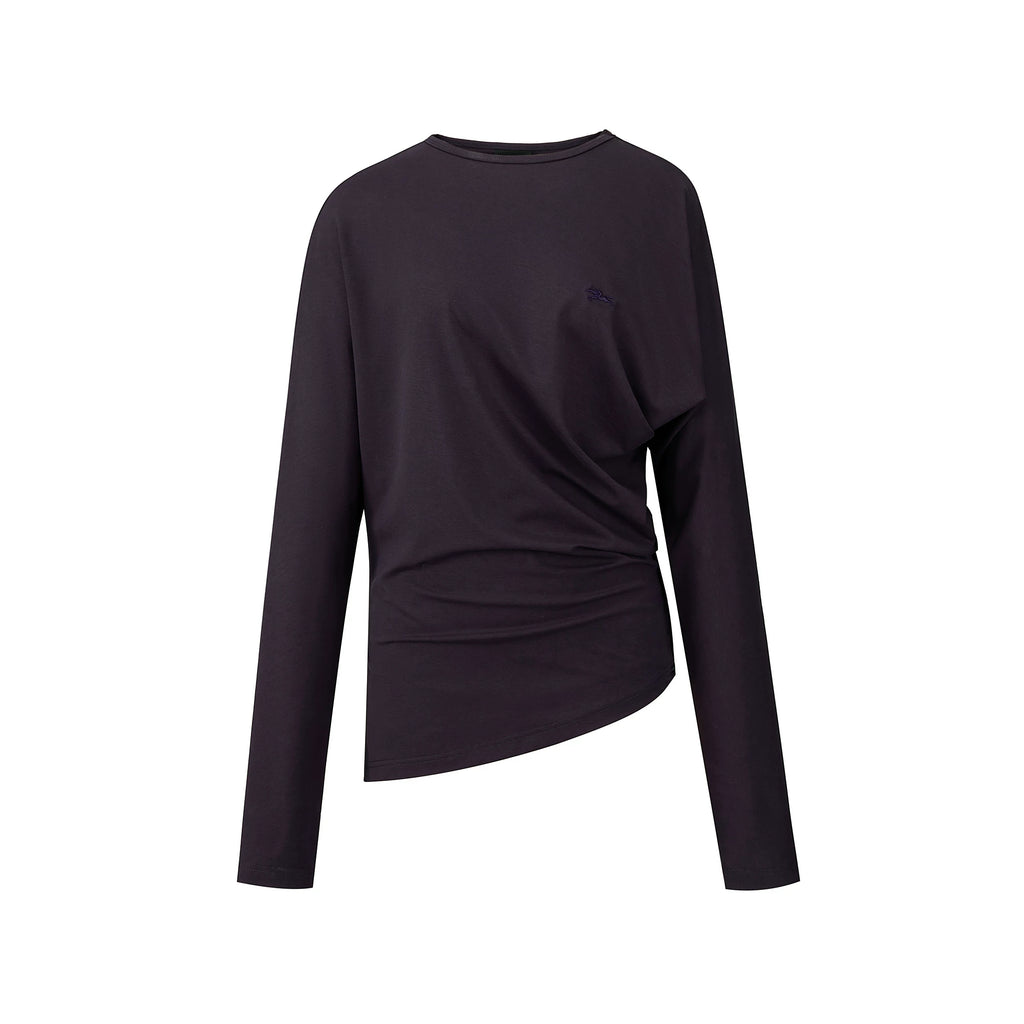 Pleated Batwing Long Sleeve Top