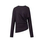 Pleated Batwing Long Sleeve Top