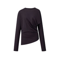 Pleated Batwing Long Sleeve Top