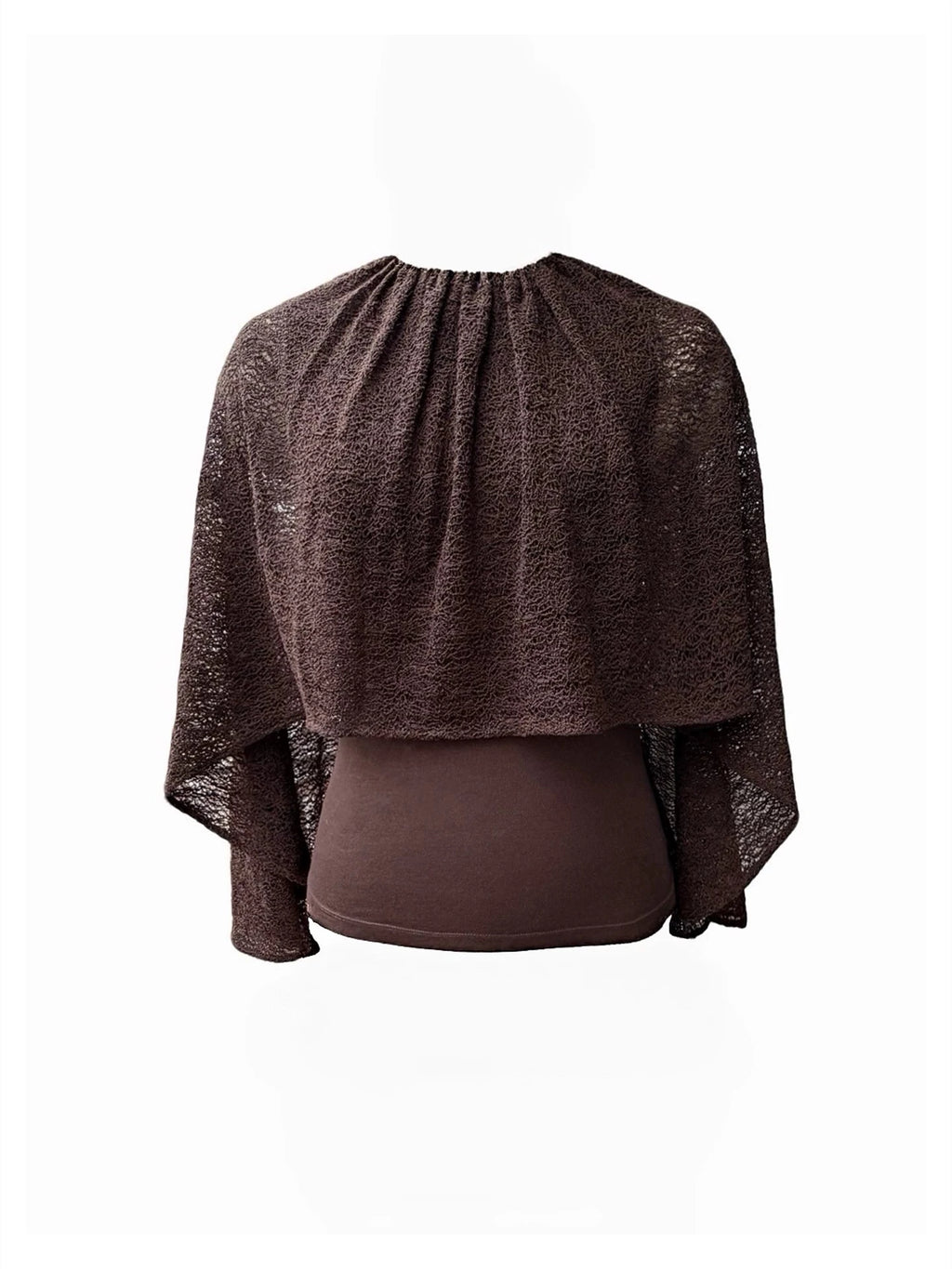 Lace Overlay Cape Blouse