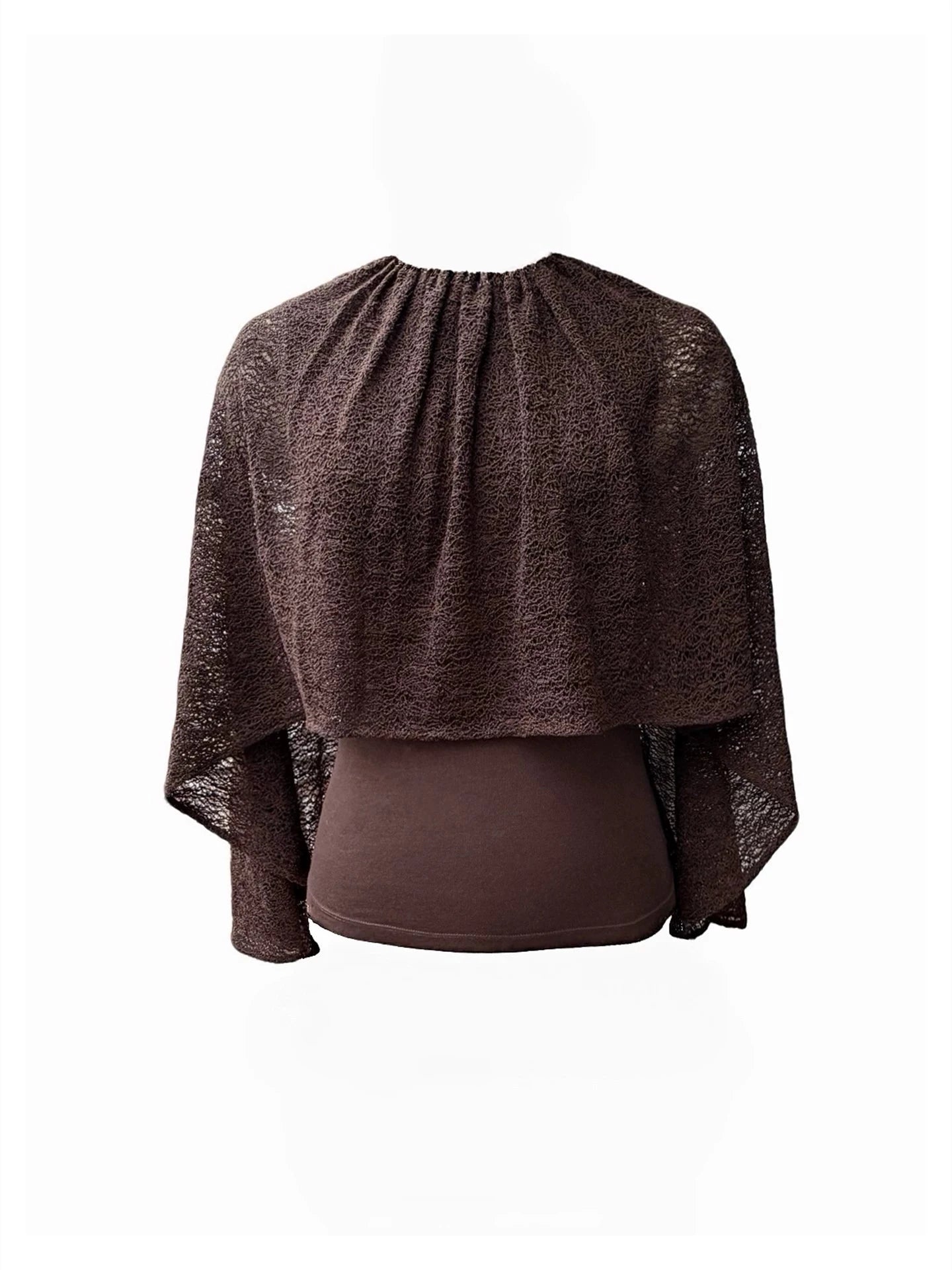 Lace Overlay Cape Blouse