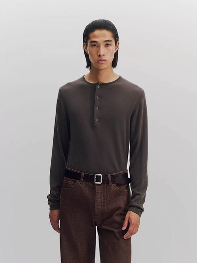 Cashmere Blend Henley Knit Sweater