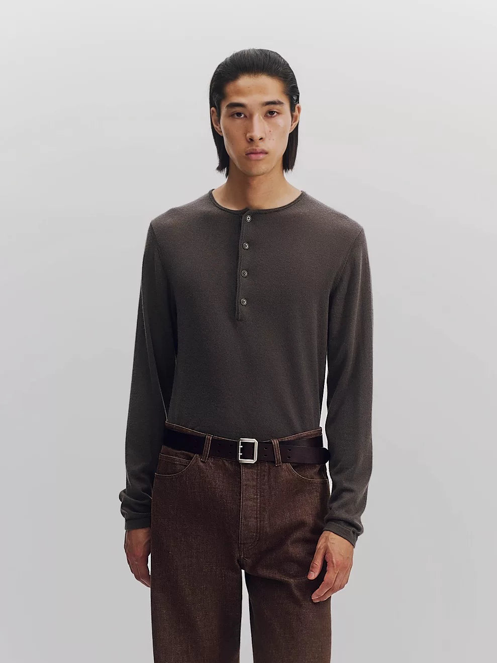 Cashmere Blend Henley Knit Sweater