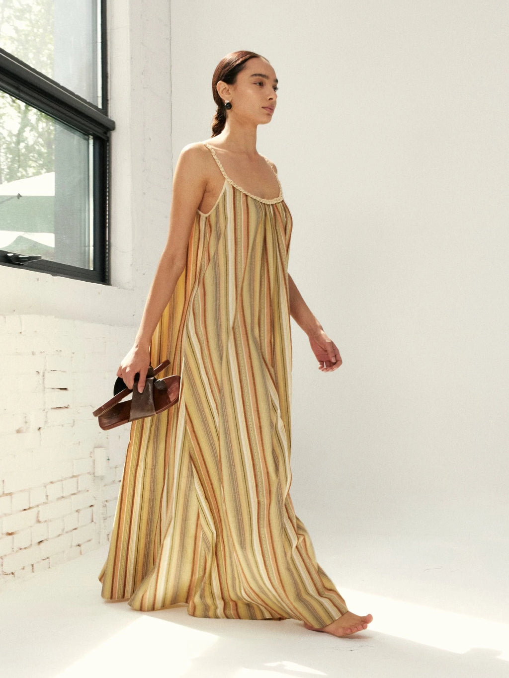 Striped Hand-Woven Ribbon Maxi Dress