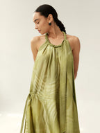 Abstract Print Halter Maxi Dress