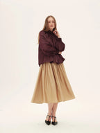 High-Waisted Pleated Midi Skirt