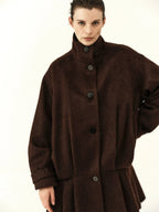 Mohair Blend Structured Peplum Coat