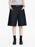 Contrast Stitch Denim Bermuda Shorts
