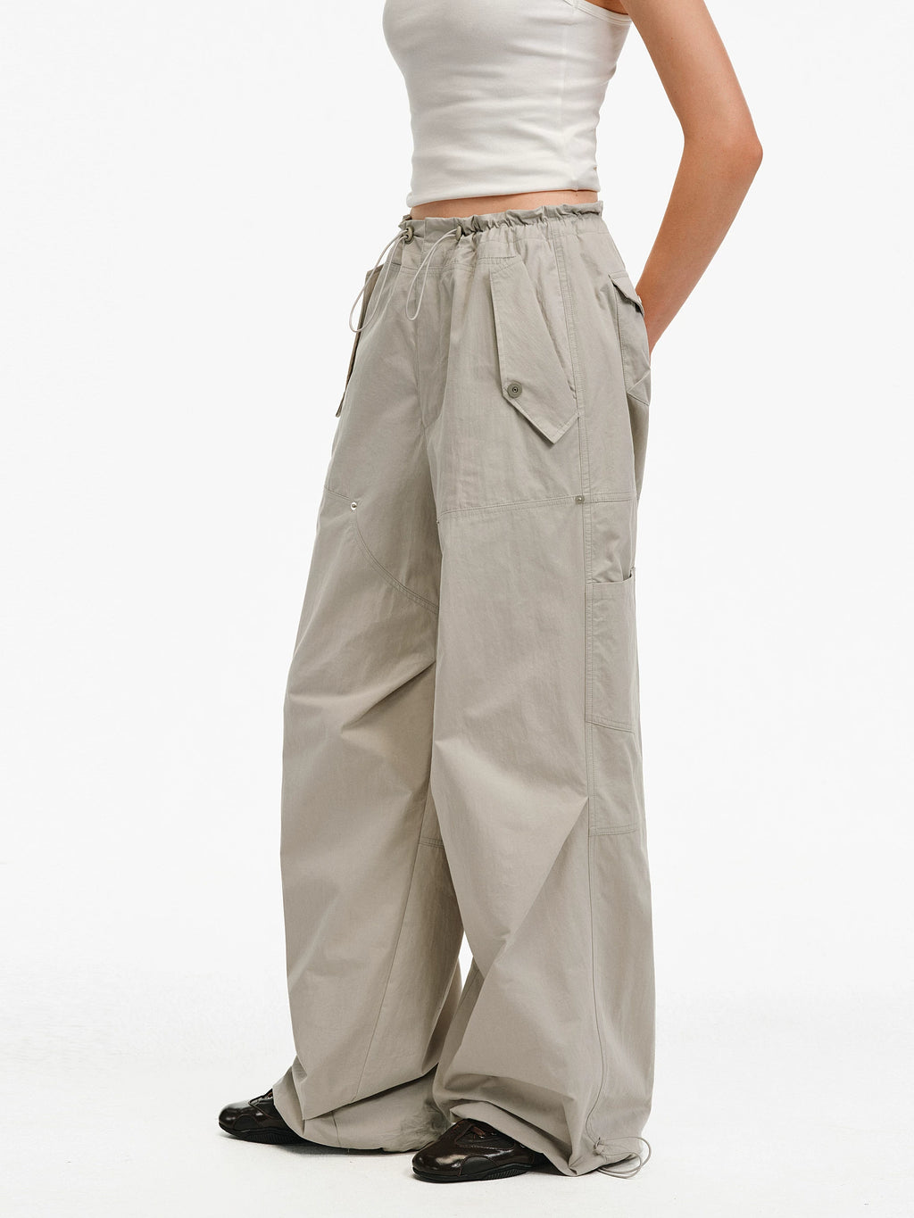 Sand-Washed Cotton Utility Cargo Pants